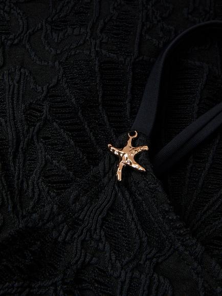 Monsoon Kids' Textured Starfish Bikini Set, Black - view 2, Black
