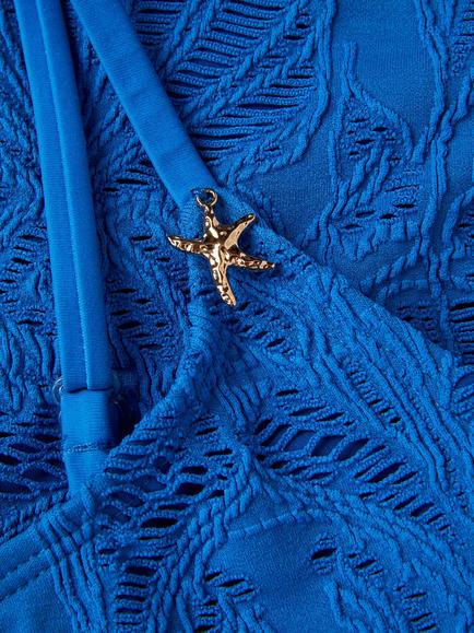 Monsoon Kids' Textured Starfish Bikini Set, Blue - view 2, Blue