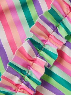 Monsoon Kids' Stripe Frill Bikini Set, Green/Multi - view 2, Green/Multi