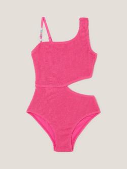 Monsoon Kids' Seersucker Swimsuit, Pink, Pink