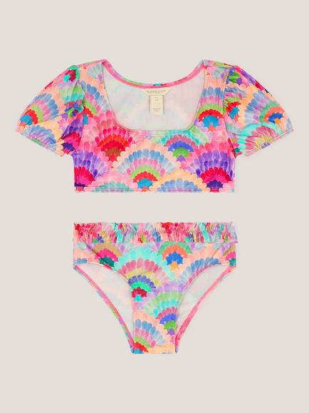 Monsoon Kids' Shell Puff Bikini Set, Multi, Multi