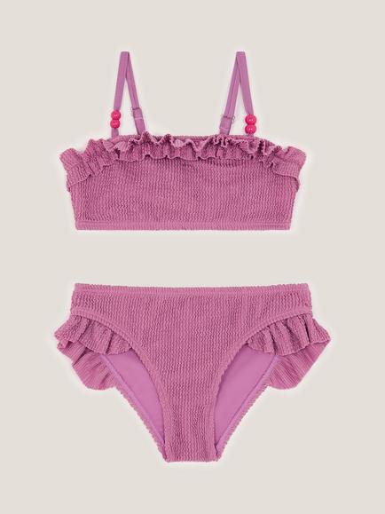 Monsoon Kids' Textured Bikini Set, Lilac, Lilac