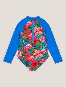 Monsoon Kids' Tropical Swimsuit, Blue - view 2, Blue