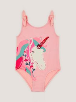 Monsoon Kids' Unicorn Swimsuit, Pink, Pink
