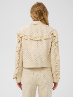 Saint Tropez Patricia Polka Dot Ruffle Denim Jacket, Turtledove/Black - view 2, Turtledove/Black