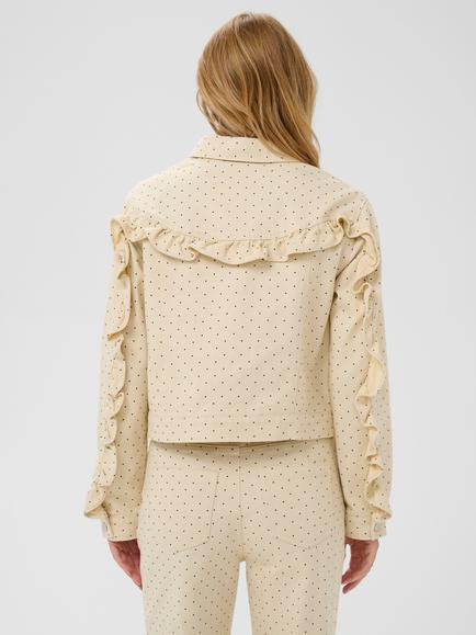 Saint Tropez Patricia Polka Dot Ruffle Denim Jacket, Turtledove/Black - view 2, Turtledove/Black