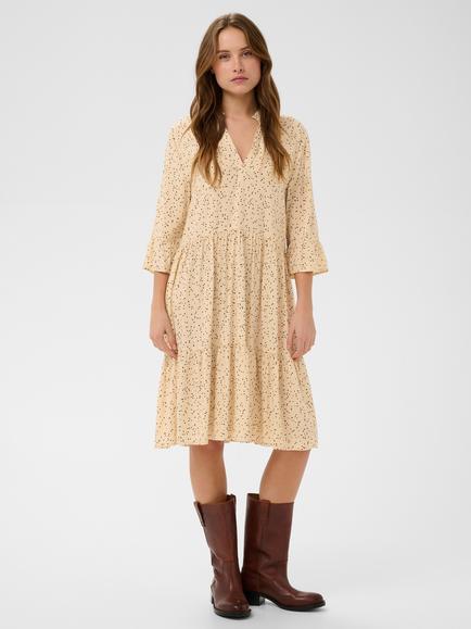 Saint Tropez Eda Spot Print Tiered Dress containing LENZING™ ECOVERO™ Viscose, Creme/Black
