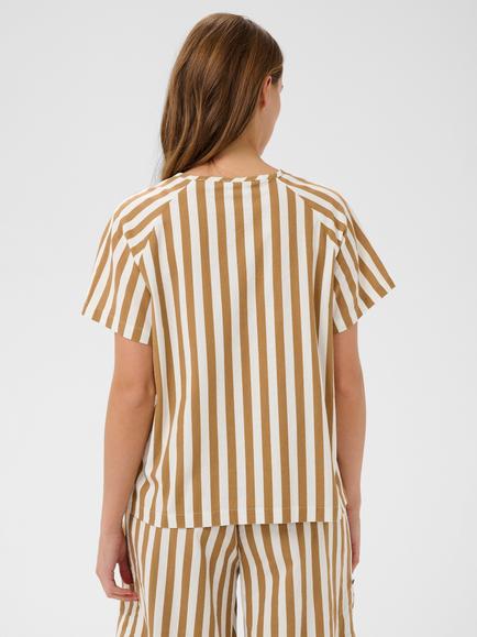 Saint Tropez Zalinda Stripe Tie Neck Top, Tiger' Eye/Ice - view 2, Tiger' Eye/Ice