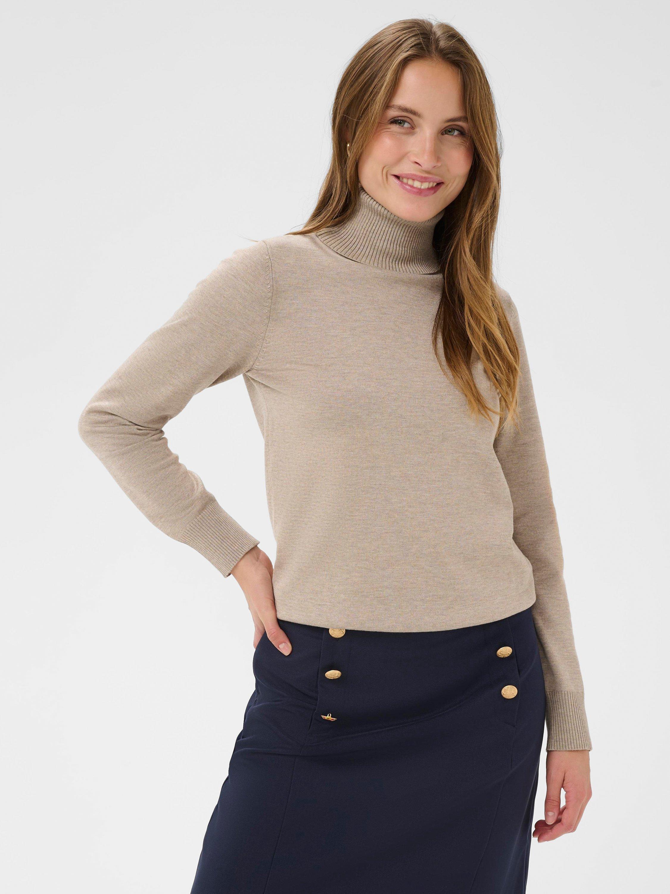 Product image 1 of 5, which shows Saint Tropez Mila Roll Neck Jumper, Beige, XS