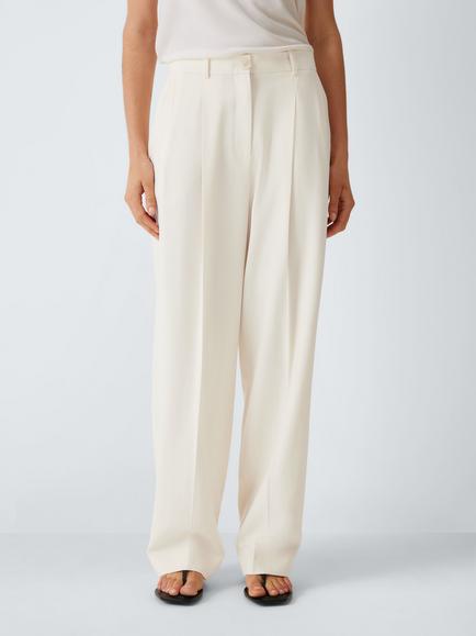 J. Lewis Pleat Front Trousers, Ecru, Ecru