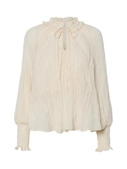 YAS Nicola Ruffle Top, Cream, Cream