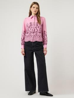 YAS Luma Broderie Anglaise Shirt, Pink, Pink