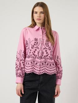 YAS Luma Broderie Anglaise Shirt, Pink - view 2, Pink