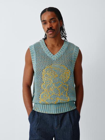 John Lewis x LABRUM Nomoli Cotton Blend Knit Vest, Turquoise, Turquoise