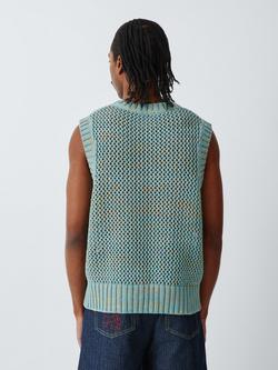 John Lewis x LABRUM Nomoli Cotton Blend Knit Vest, Turquoise - view 2, Turquoise