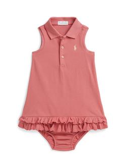Ralph Lauren Baby Sleeveless Knit Polo Dress Set, Pink, Pink
