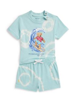 Ralph Lauren Baby Tie Dye T-Shirt and Shorts Set, Parakeet, Parakeet