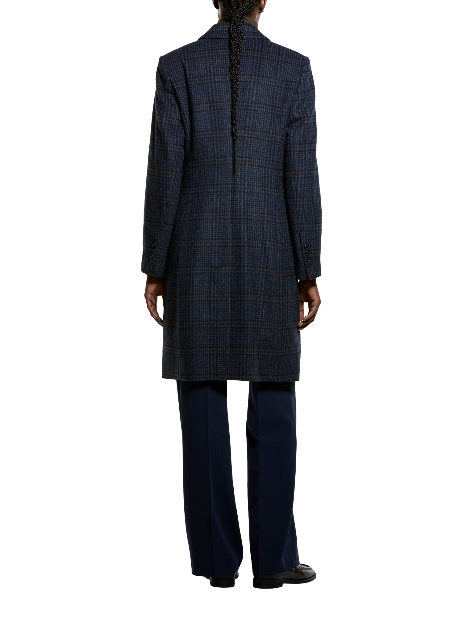 Product image 2 of 3, which shows SISLEY Check Slim Fit Longline Coat, Multicolor, 8