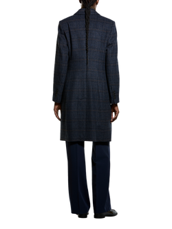 SISLEY Check Slim Fit Longline Coat - view 2, Multicolor