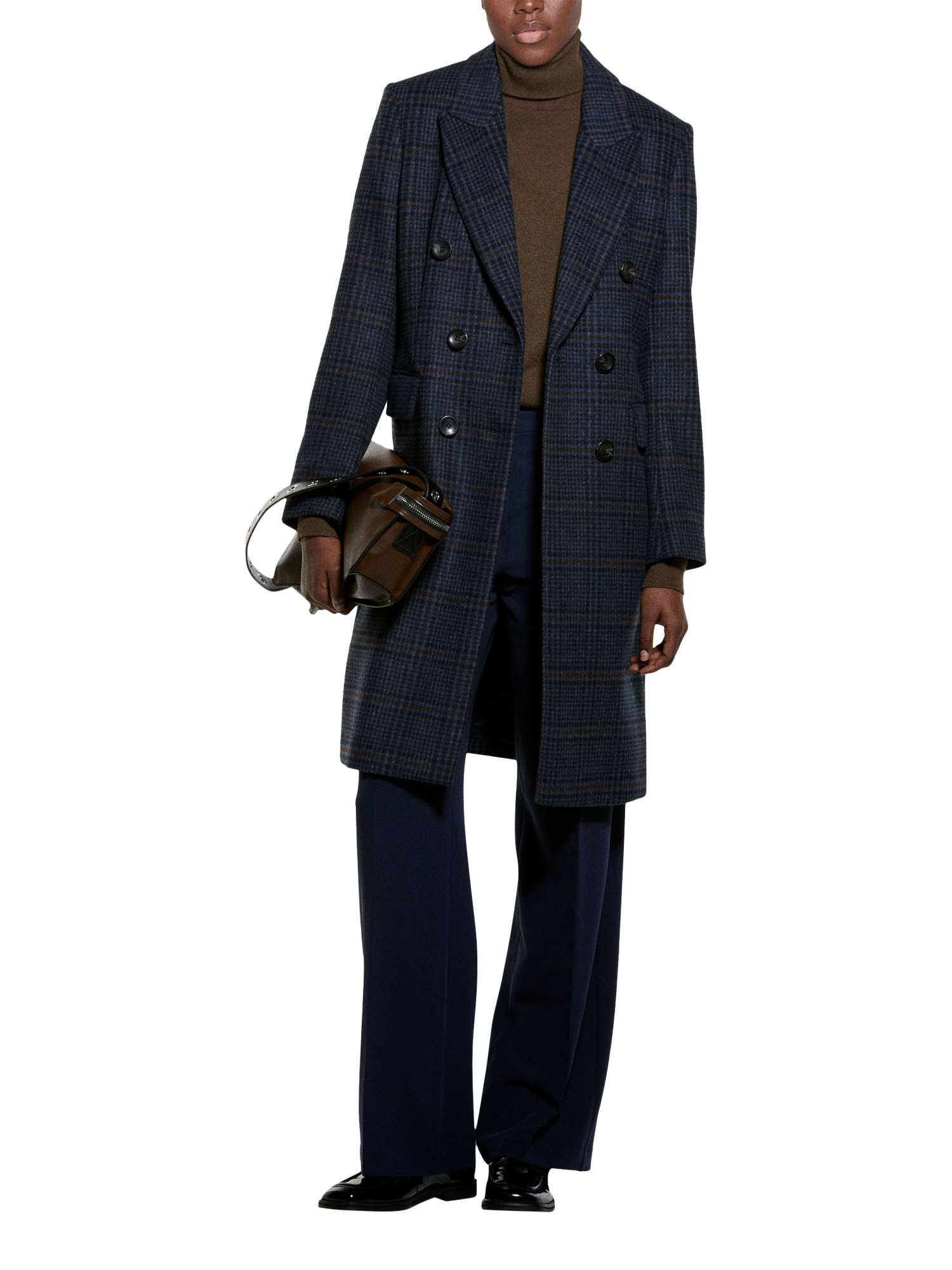 Product image 3 of 3, which shows SISLEY Check Slim Fit Longline Coat, Multicolor, 8