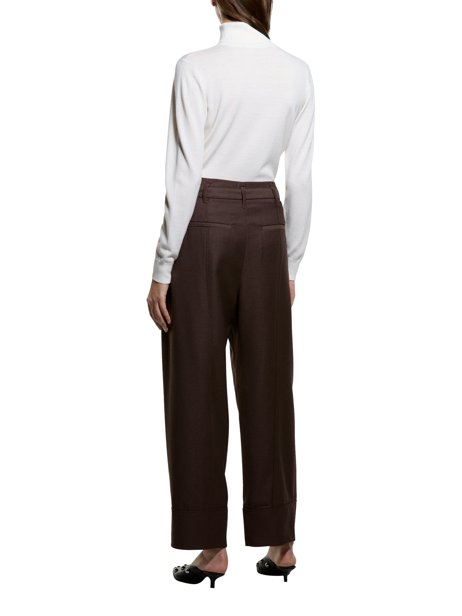 Product image 2 of 3, which shows SISLEY Barrel Fit Relaxed Trousers, Dark Brown, 8