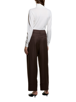 SISLEY Barrel Fit Relaxed Trousers, Dark Brown - view 2, Dark Brown