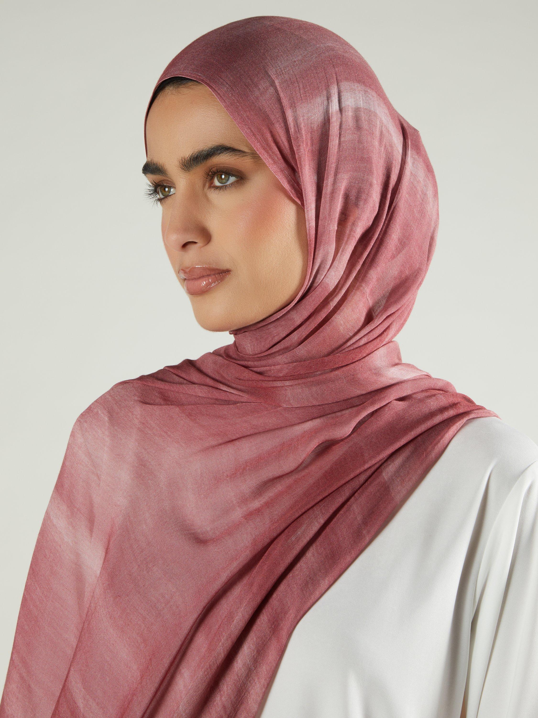 Product image 1 of 4, which shows Aab Graded Premium Pure Modal Hijab, Rose/Multi, One Size