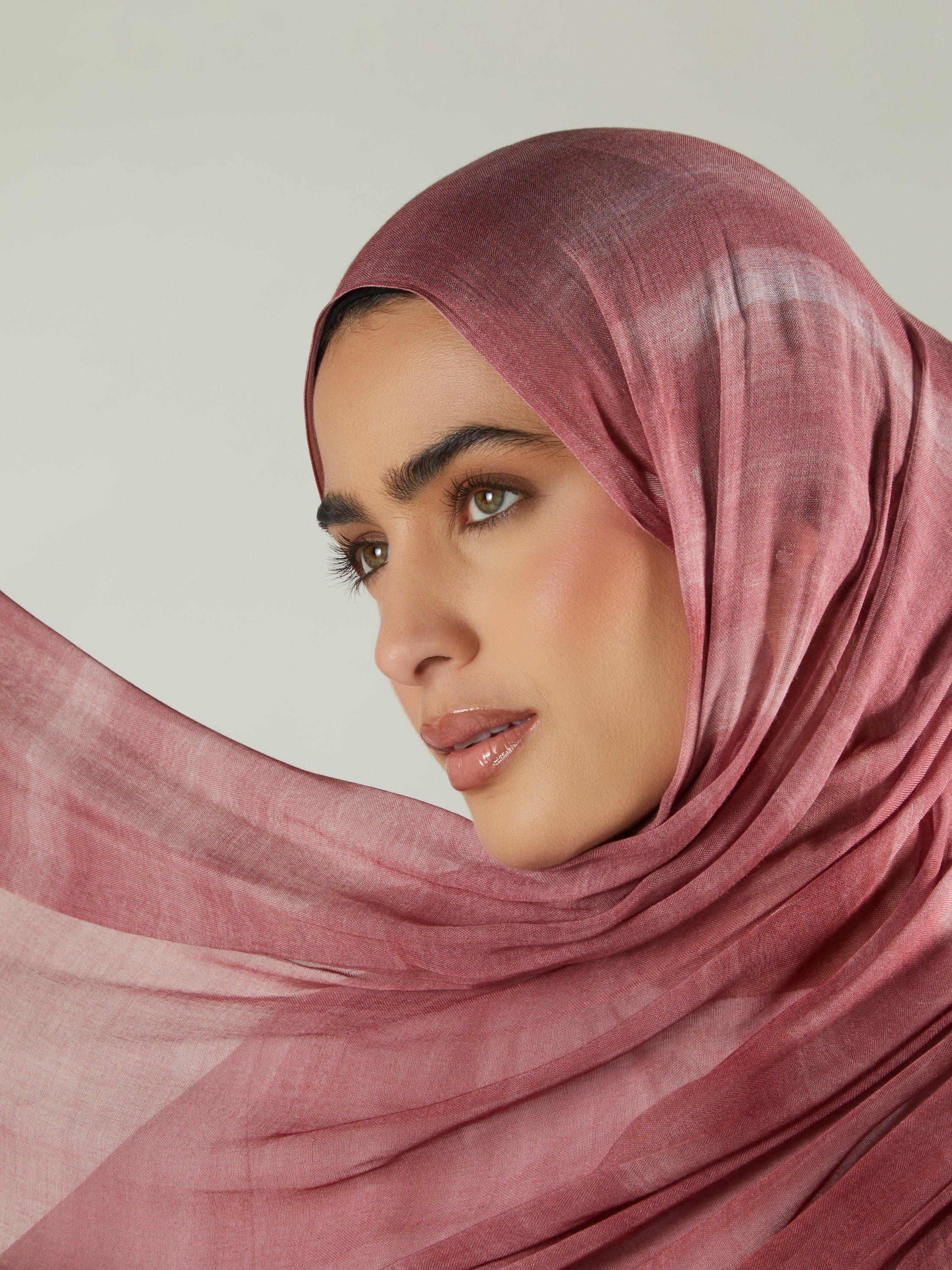 Product image 4 of 4, which shows Aab Graded Premium Pure Modal Hijab, Rose/Multi, One Size