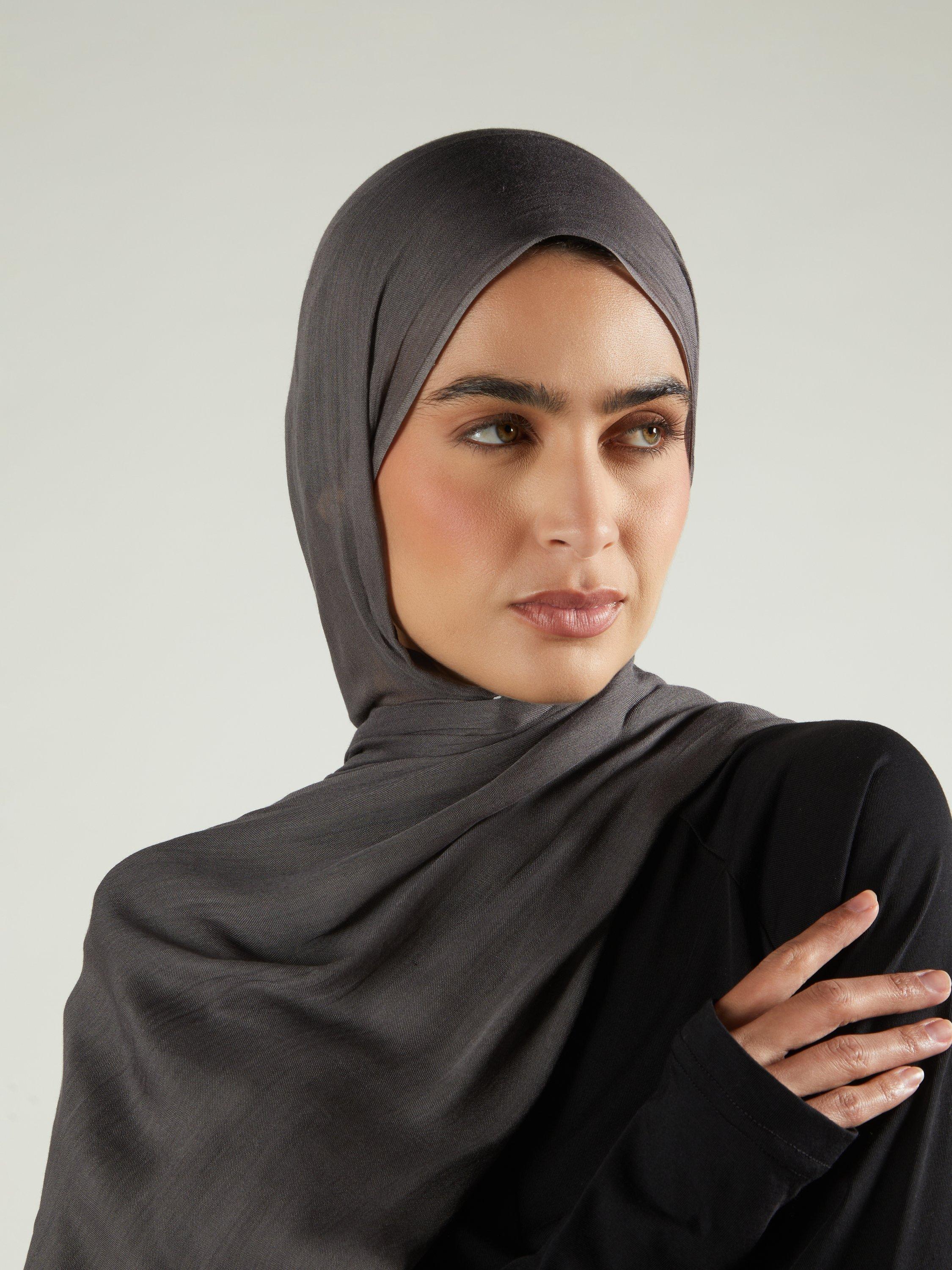 Product image 1 of 4, which shows Aab Premium Pure Modal Hijab, Gunmetal, One Size