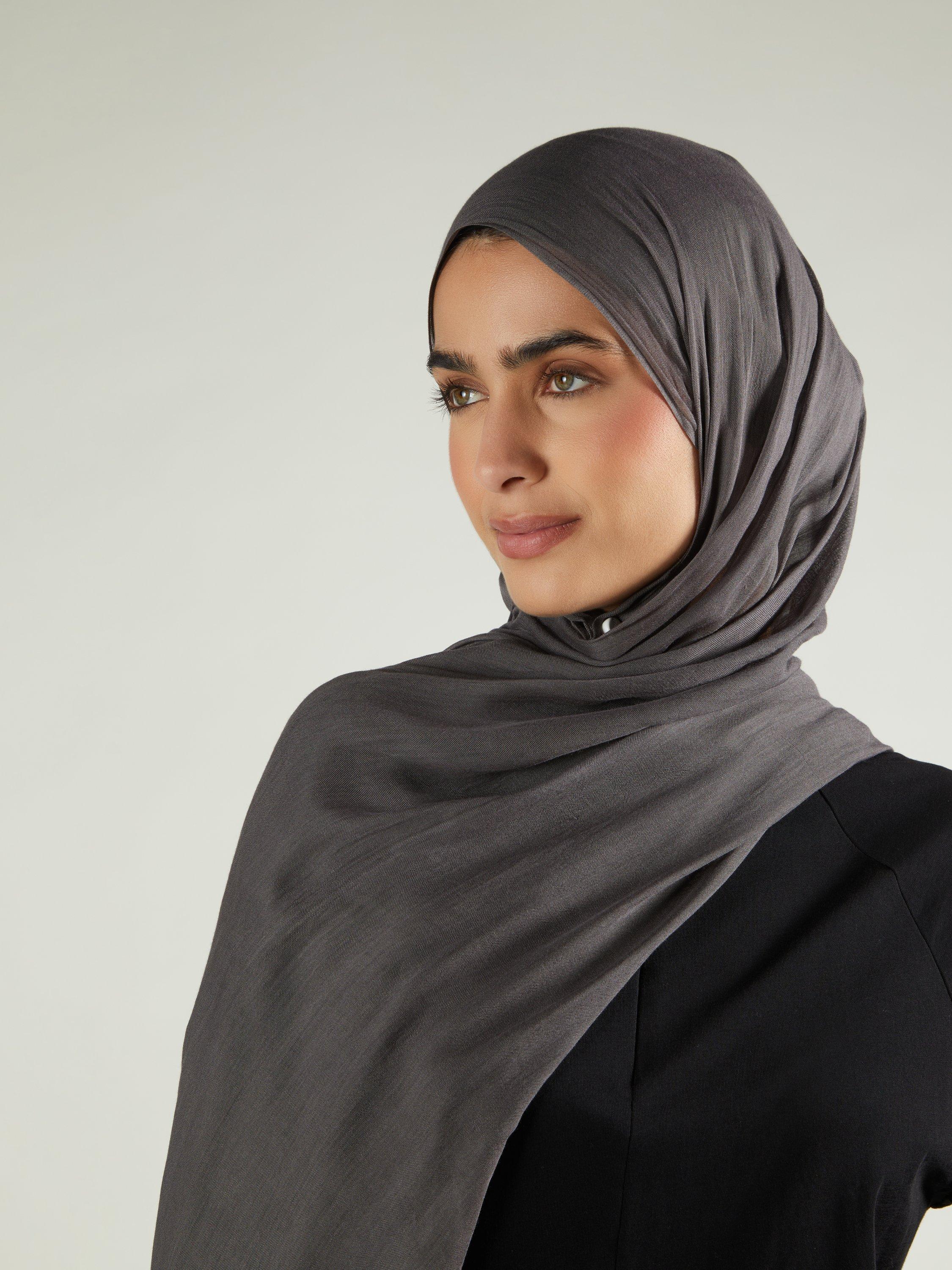 Product image 4 of 4, which shows Aab Premium Pure Modal Hijab, Gunmetal, One Size