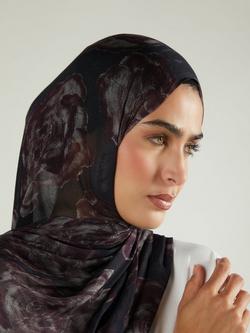 Aab Winter Rose Floral Premium Pure Modal Hijab, Multi - view 2, Multi