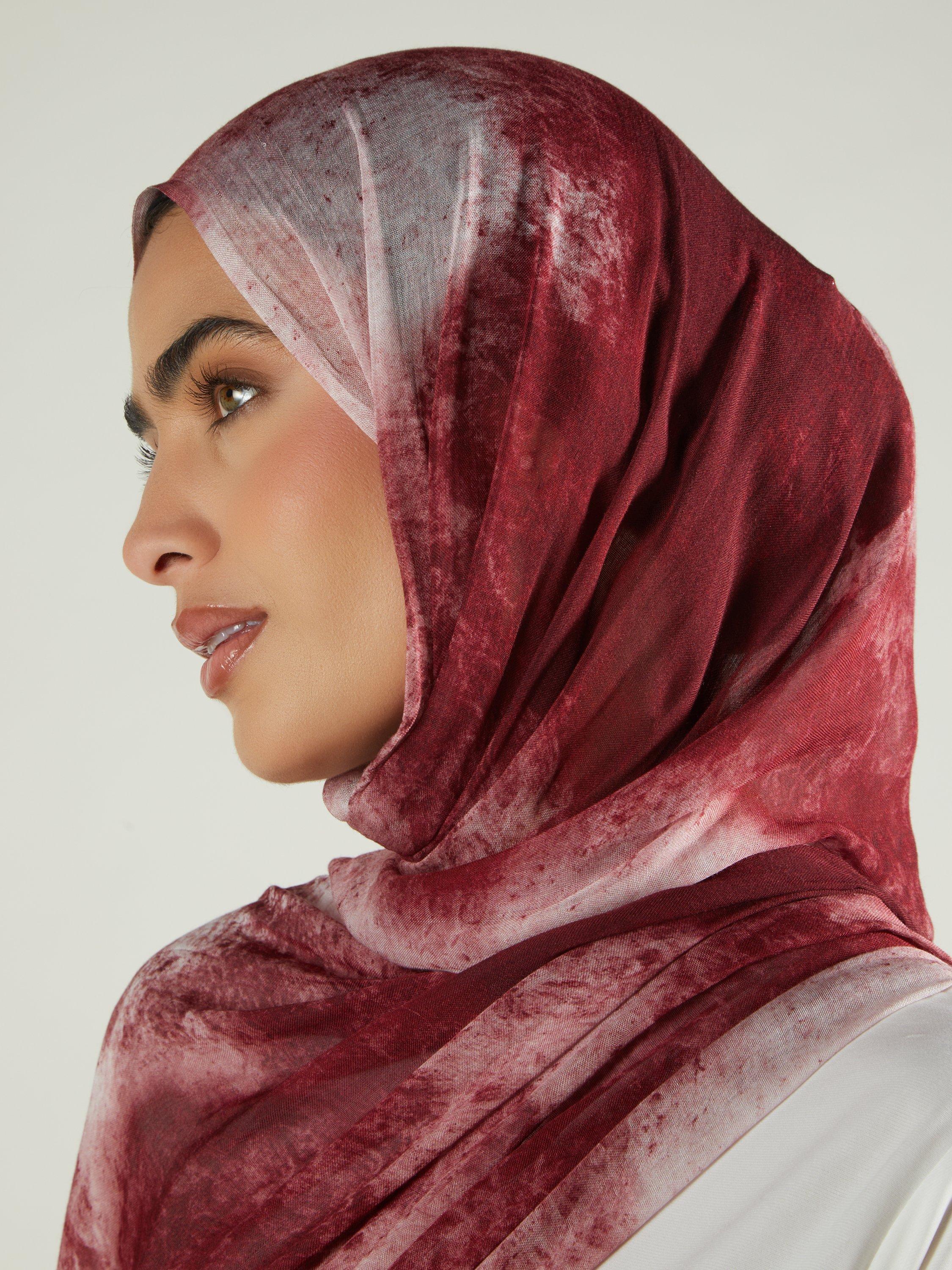 Product image 3 of 5, which shows Aab Tie Dye Premium Pure Modal Hijab, Multi, One Size