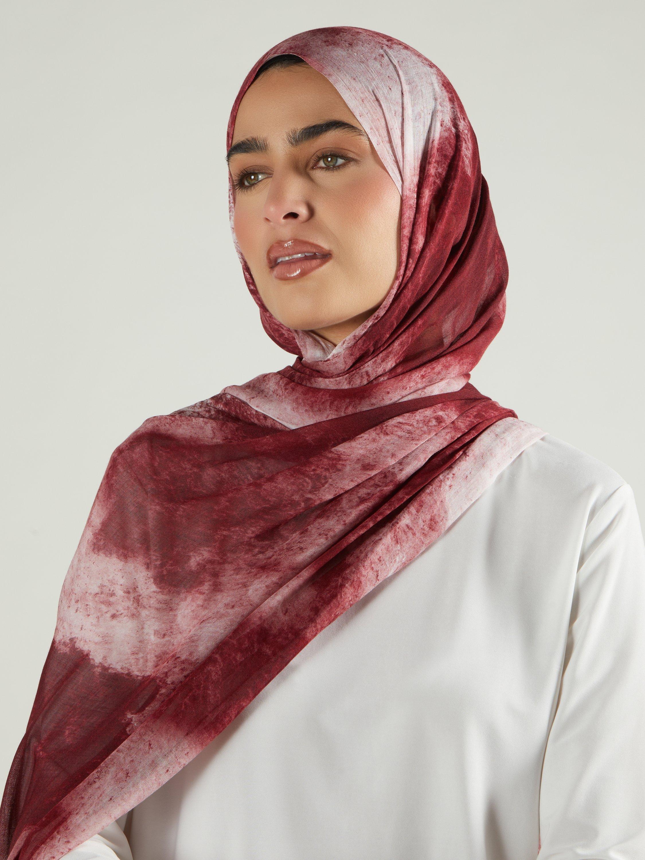 Product image 4 of 5, which shows Aab Tie Dye Premium Pure Modal Hijab, Multi, One Size
