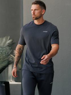 Gym King Pure Cotton Established Short Sleeve T-Shirt, Pewter/White