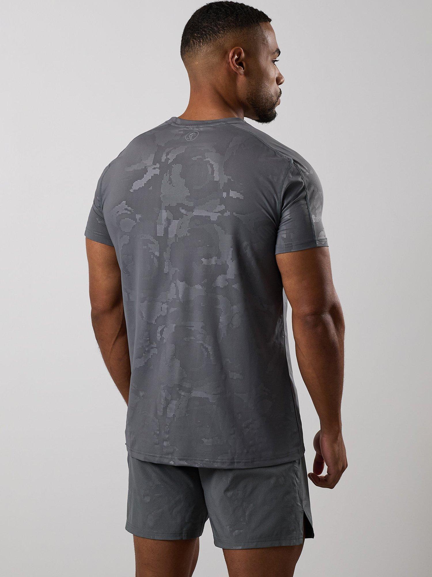 Product image 3 of 6, which shows Gym King Debossed Camo Tee, Gunmetal Grey, XS