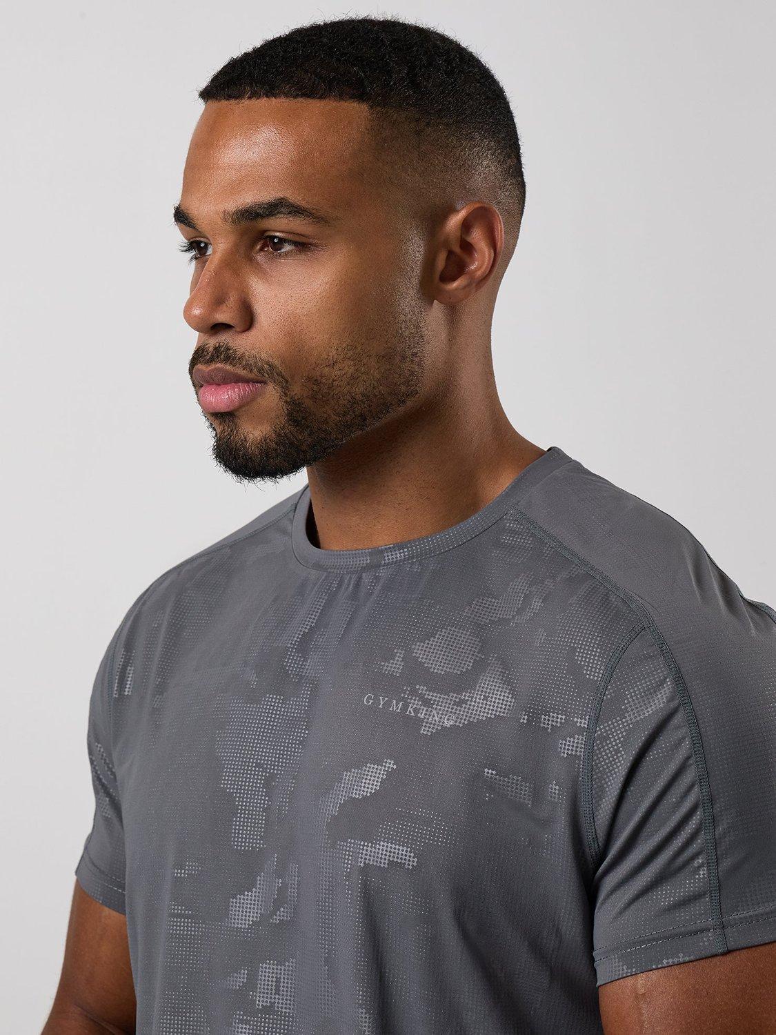Product image 4 of 6, which shows Gym King Debossed Camo Tee, Gunmetal Grey, XS