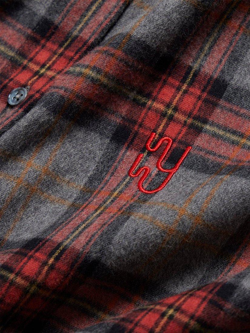 Product image 3 of 4, which shows YAITTE Braemar Plaid Check Shirt, Grey Melange, XL