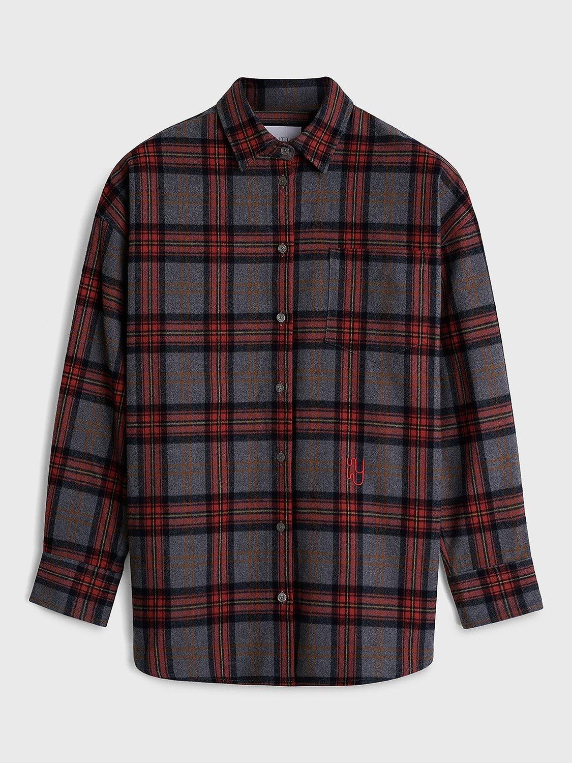 Product image 4 of 4, which shows YAITTE Braemar Plaid Check Shirt, Grey Melange, XL