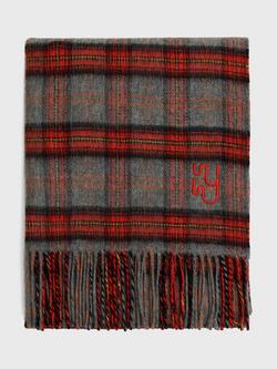 YAITTE Bute Plaid Check Wool Rich Scarf, Grey Melange Plaid, Grey Melange Plaid