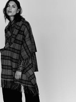 YAITTE Bute Plaid Check Wool Rich Scarf, Grey Melange Plaid - view 2, Grey Melange Plaid