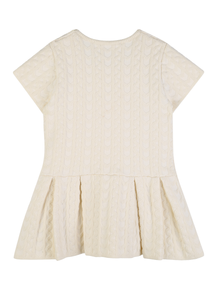Michael Kors Baby Knitted Short Sleeve Pleated Dress, Cream - view 2, Cream