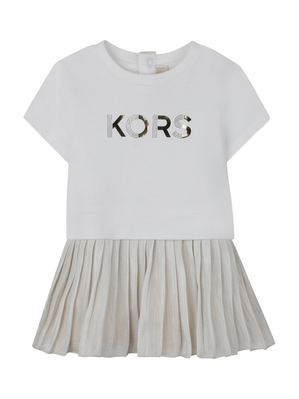 Michael Kors Baby Short Sleeve Pleated Dress, Light Gold, Light Gold