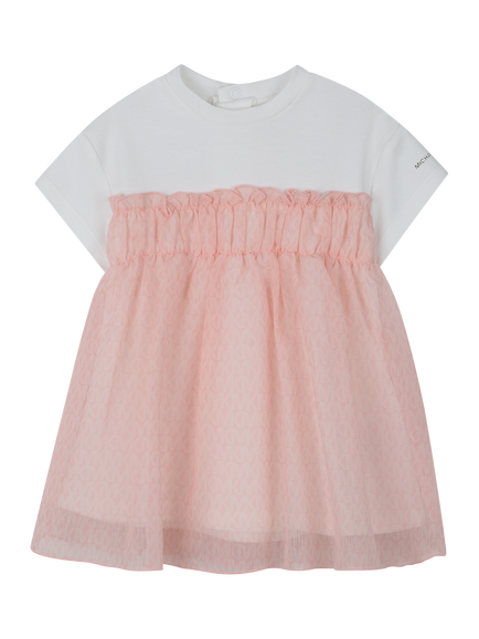 Michael Kors Baby Short Sleeve Sheer Skirt Dress, Pink Pale, Pink Pale