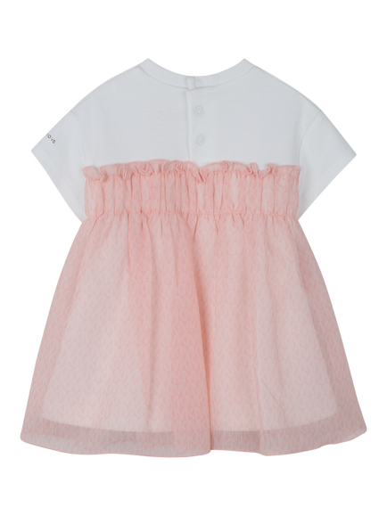 Michael Kors Baby Short Sleeve Sheer Skirt Dress, Pink Pale - view 2, Pink Pale