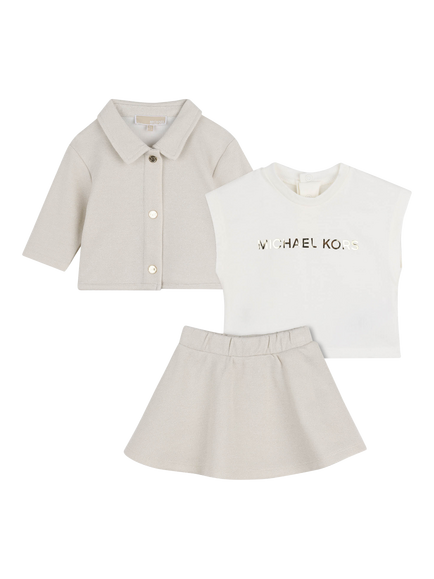 Michael Kors Baby Logo T-Shirt, Skirt & Cardigan Set, String, String