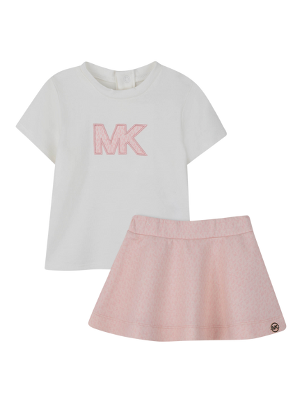 Michael Kors Baby Logo T-Shirt & Skirt Set, Pink Pale, Pink Pale
