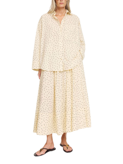 By Malene Birger Pheo Polka Dot Midi Skirt, Cream/Black - view 2, Cream/Black