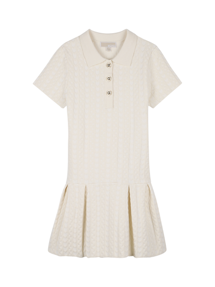 Michael Kors Kids' Short Sleeve Jacquard Polo Dress, Cream, Cream