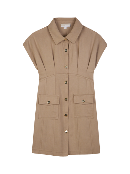 Michael Kors Kids' Short Sleeve Snap Front Dress, Stone, Stone