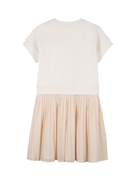 Michael Kors Kids' Short Sleeve Pleated Dress, Cream - view 2, Cream